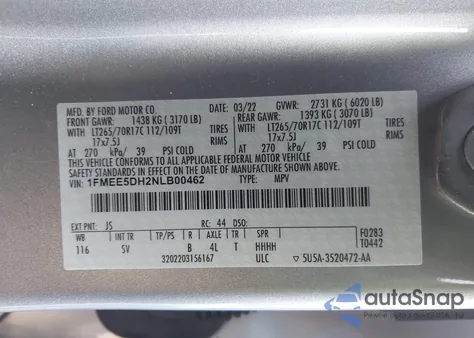 2022 Ford Bronco Black Diamond from USA, damaged, VIN 1FMEE5DH2NLB00462